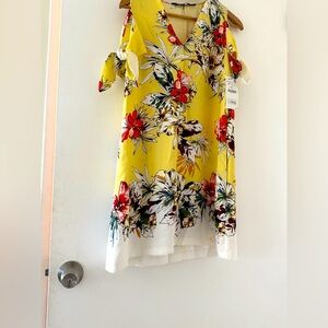 Zara Basic Collection Floral Yellow  Shoulder Dress